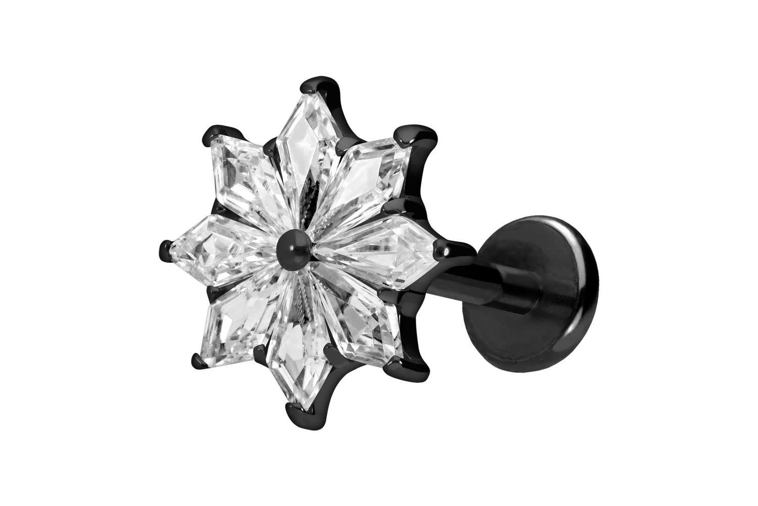 Titan Labret Piercing mit Push Fit KRISTALLSTERN